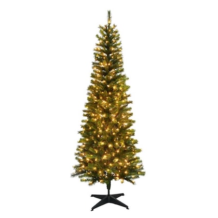Holiday Bright Lights Celebrations 7 ft. Pencil LED 250 ct Highland Green Spruce Christmas Tree T2SF70P04A